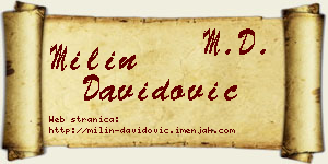 Milin Davidović vizit kartica